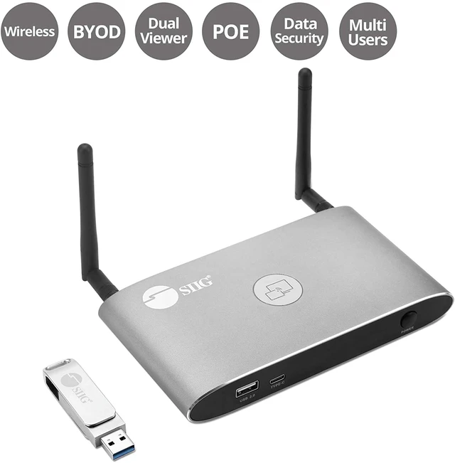 Alt view image 2 of 7 - SIIG Dual View Wireless Presentation Switch,4K Network Presentation Switch,Ethernet/Wireless/Android/AirPlay,Sharing PC/Laptop/Tablet/Smart Phone Screen,Supports Whiteboard/Annotation CE-H25Y11-S1