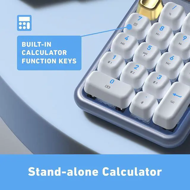 Alt view image 4 of 7 - Azio IZO Wireless BT5 NumPad/Calculator, Blue Iris