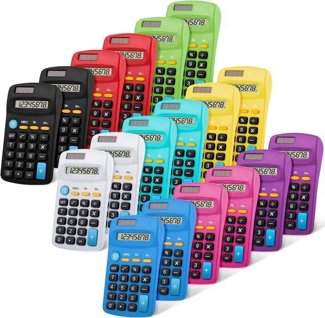 Main image of 36 Pieces Operation Pocket Size Student Function Calculator Mini Colorful Basic Solar Battery Calculator Bulk for Student School Home Office Desktop Accounting Tools