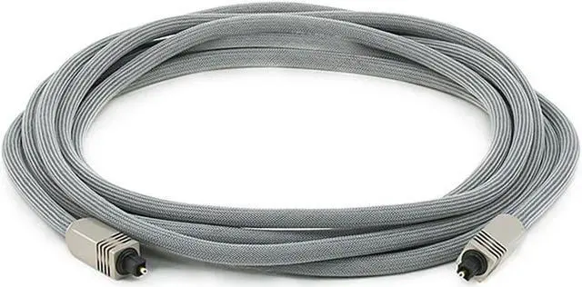Main image of Monoprice Premium S/PDIF (Toslink) Digital Optical Audio Cable - Silver - 12 Feet | Heavy Duty Mesh Jacket, Metal Connector Heads, For Play Station, Xbox one, Home theater & More