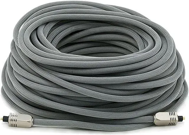 Alt view image 5 of 9 - Monoprice 100ft Premium Optical Toslink Cable w/ Metal Fancy Connectors