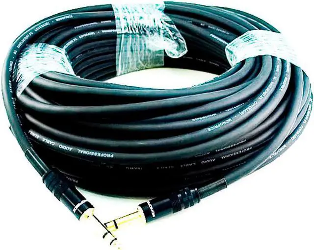Main image of Monoprice Premier Series 1/4 Inch (TRS) Male to Male Cable Cord - 35 Feet- Black 16AWG (Gold Plated)