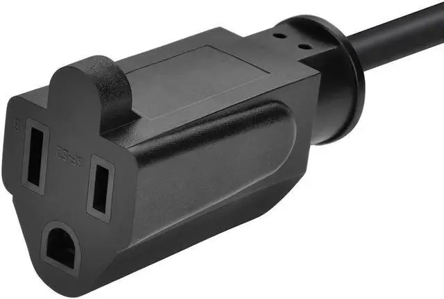 Alt view image 8 of 17 - Monoprice 3-Prong Extension Cord - 10 Feet - Black | NEMA 5-15P to NEMA 5-15R, 16AWG, 13A