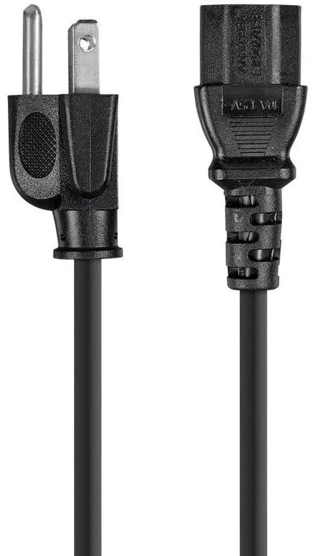 Alt view image 2 of 9 - Monoprice 1ft 18AWG Power Cord Cable w/ 3 Conductor PC Power Connector Socket, 10A (NEMA 5-15P to IEC-320-C13)