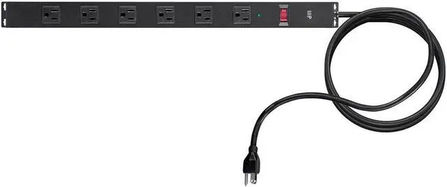 Alt view image 3 of 19 - Monoprice 6 Outlet Metal Surge Protector Power Strip - Black With 15 Feet Cord | 540 Joules