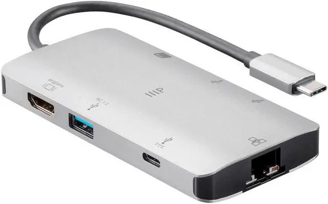 Alt view image 13 of 13 - Monoprice USB-C To HDMI Adapter - Aluminum Body With Gigabit Ethernet, 3-Port USB 3.0, SD/MicroSD Reader, USB-C 100W, Power Delivery 3.0 Ports