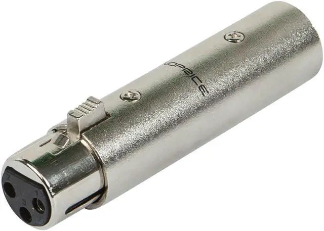 Alt view image 2 of 6 - Monoprice 5-Pin Male to 3-Pin Female DMX Converter - Silver | Anodized Aluminum Adapter With Lock Release Button