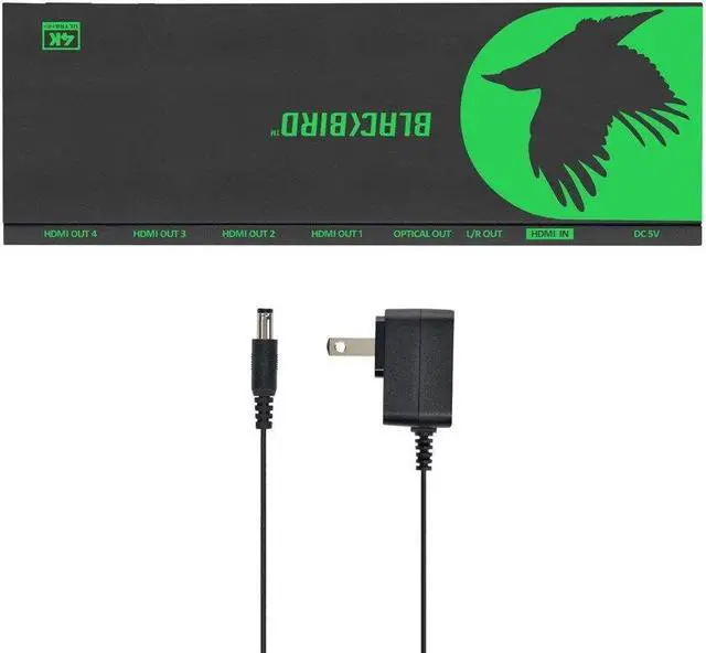 Alt view image 6 of 19 - Monoprice Blackbird 4K 1x4 HDMI Splitter, Supports HDMI 2.0, HDCP 2.2, 4K@60Hz, YCbCr 4:4:4, Featuring 4K to 1080p Downscaling