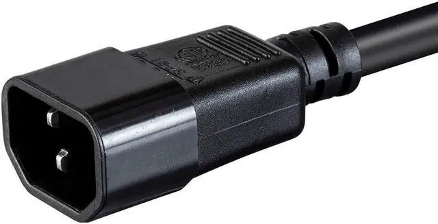 Alt view image 3 of 7 - Monoprice 3-Prong Extension Cord - 12 Feet - Black, IEC 60320 C14 to IEC 60320 C13, 14AWG, 15A, For Powering Computers, Monitors, etc