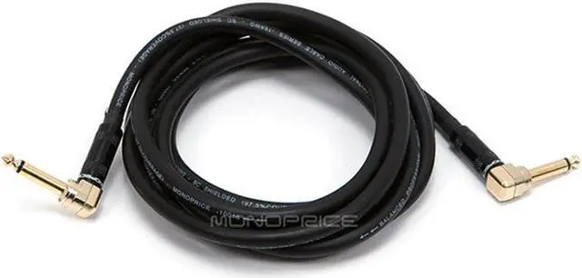 Alt view image 4 of 4 - Monoprice Premier Series 1/4 Inch (TS) Right Angle Male to Right Angle Male 16AWG Audio Cable Cord - 10 Feet- Black (Gold Plated)