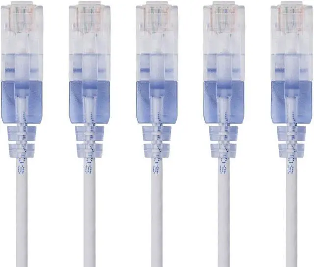Main image of Monoprice SlimRun Cat6A Ethernet Patch Cable - Network Internet Cord - RJ45, 550Mhz, UTP, Pure Bare Copper Wire, 10G, 30AWG, 10ft, White, 5-Pack