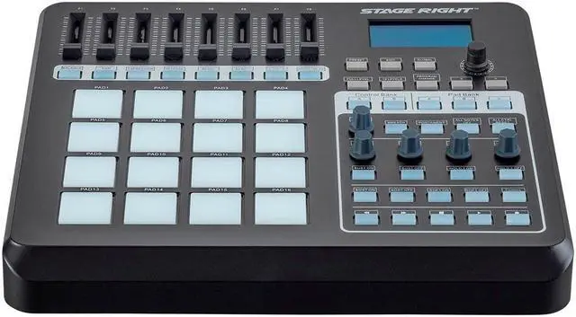 Alt view image 2 of 6 - Monoprice SRP200 USB Pad Controller with 16 RGB Velocity and Pressure Sensitive Pads and 8 Assignable Sliders, 5 Assignable Knobs - Stage Right Series