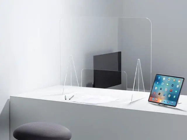 Alt view image 2 of 3 - Monoprice Clear Acrylic Protective Shield Desk Barrier for Coughing, Sneezing, Droplets Use in Desk, Counter and Table, 31.5in x 23.6in x 9.0in