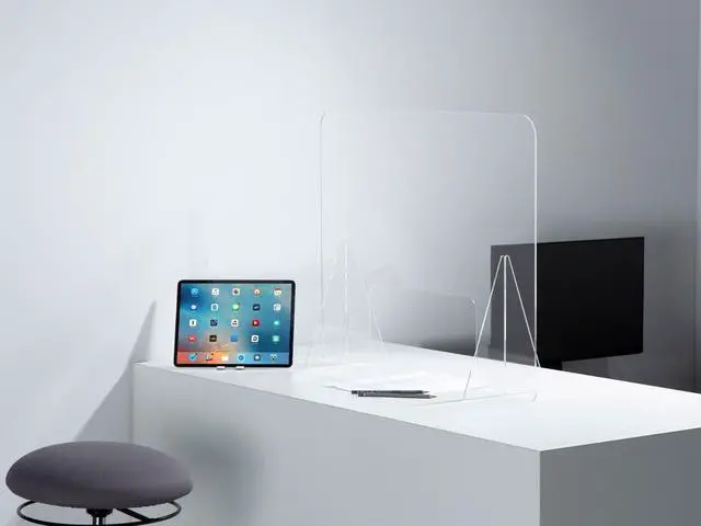 Alt view image 3 of 3 - Monoprice Clear Acrylic Protective Shield Desk Barrier for Coughing, Sneezing, Droplets Use in Desk, Counter and Table, 31.5in x 23.6in x 9.0in