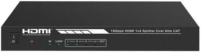 Alt view image 2 of 6 - Monoprice Blackbird 4K HDMI 2.0 1x4 Splitter Extender Kit | 18Gbps, HDR, 4K@60Hz, Cat7 With IR, Loop Out, EDID, POC & 4 Receivers, Up to 60 Meter (197ft)
