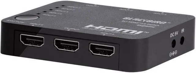 Alt view image 3 of 6 - Monoprice Blackbird 4K 5x1 HDMI 2.0 Switch, HDR, HDR10, 18G, HDCP 2.2, Dolby Vision, 4K@60Hz, Hybrid Log-Gamma, 5 Inputs 1 Output, With IR Controler