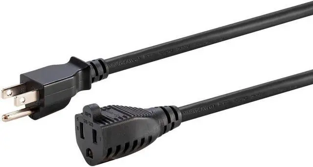 Alt view image 2 of 6 - Monoprice Extension Cord - 50 Feet - Black | Outdoor NEMA 5-15P to NEMA 5-15R, 14AWG, 15A, 125V, 3-Prong, For Powering Computers, Monitors, and Network Devices