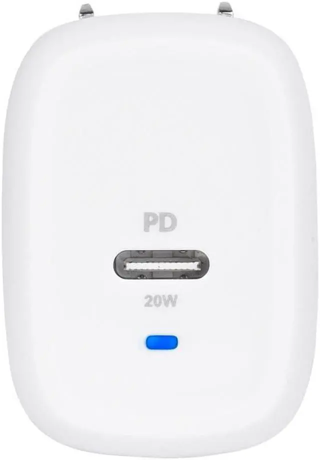 Alt view image 5 of 6 - Monoprice USB-C Charger, 20W 1-port PD GaN Technology Foldable Wall Charger White, Power Delivery for MacBook Pro/Air, iPad Pro, iPhone 12/11/Pro/Max/XR/XS/X, Pixel, Galaxy, and More