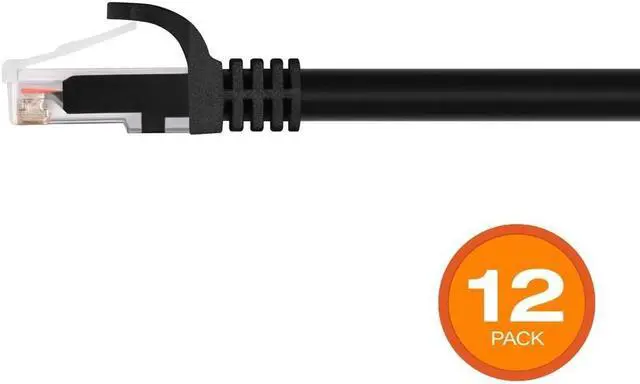Alt view image 2 of 6 - Monoprice Cat6 Ethernet Patch Cable - 5 Feet - Black (12-Pack) Snagless RJ45, 550MHz, UTP, Pure Bare Copper Wire, 24AWG - FLEXboot Series