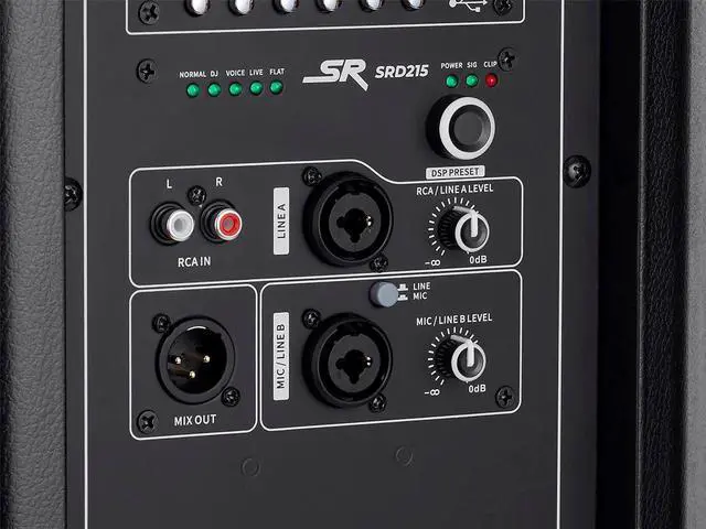 Alt view image 6 of 6 - Stage Right by Monoprice SRD215 1400W 15in Powered Speaker with Class D Amp, DSP, and Bluetooth Streaming