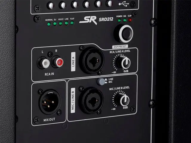 Alt view image 6 of 6 - Stage Right by Monoprice SRD212 1200W 12-inch Powered Speaker with Class D Amp, DSP, and Bluetooth Streaming