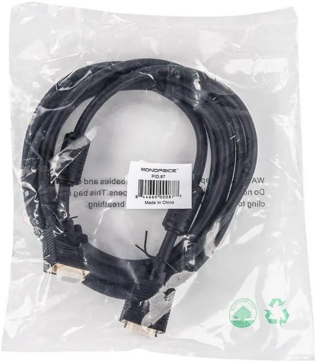 Alt view image 8 of 12 - Monoprice Super VGA Cable - 10 Feet - Black | Male to Male Monitor Cable with Ferrite Cores (Gold Plated)