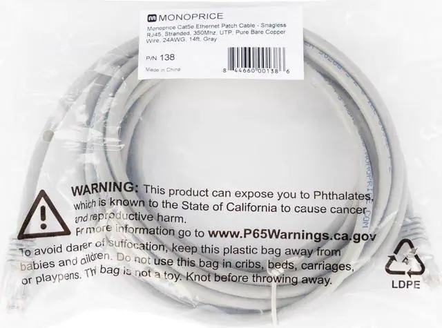 Alt view image 10 of 11 - Monoprice Cat5e Ethernet Patch Cable - 14 Feet - Gray | Network Internet Cord - RJ45, Stranded, 350Mhz, UTP, Pure Bare Copper Wire, 24AWG