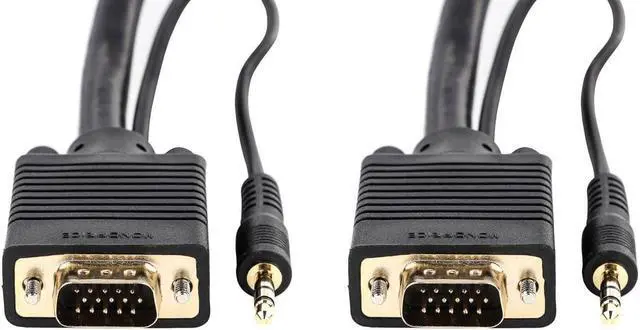 Alt view image 7 of 12 - Monoprice Super VGA Cable - 25 Feet - HD15 Male/Male with Stereo Audio and Triple Shielding (Gold Plated)