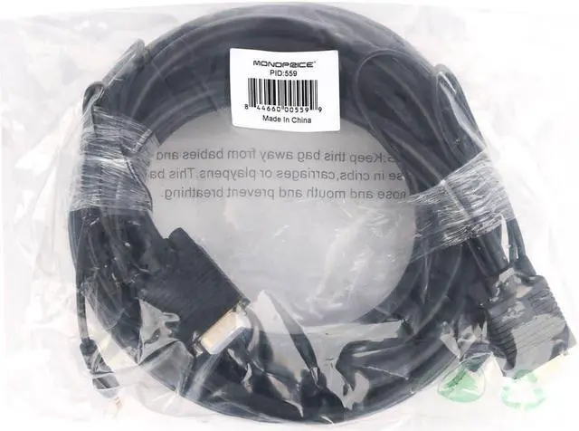 Alt view image 9 of 12 - Monoprice Super VGA Cable - 25 Feet - HD15 Male/Male with Stereo Audio and Triple Shielding (Gold Plated)