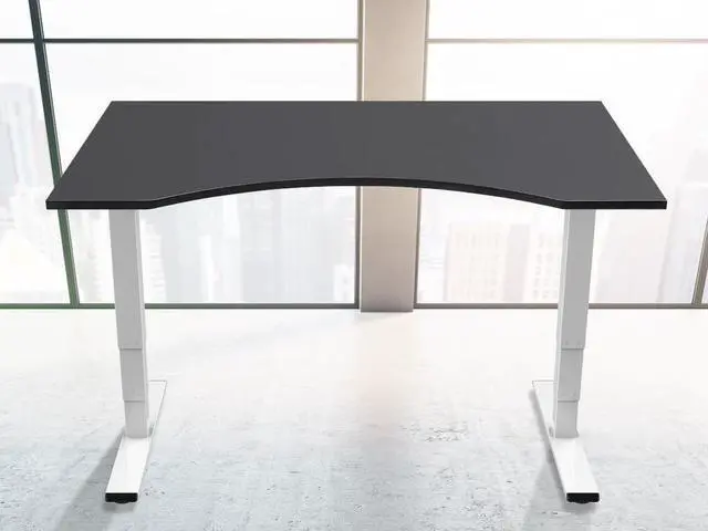 Alt view image 6 of 12 - Monoprice Dual Motor 3-Stage Sit-Stand Desk, v2, White | Ergonomic Work From Home, Office, Workstation Stand up Desk - Workstream Collection