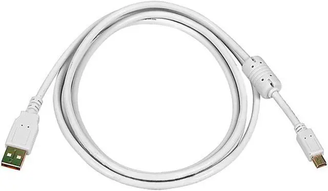 Alt view image 4 of 6 - Monoprice USB 2.0 Cable - 6 Feet - White | USB Type-A to USB Mini-B 2.0 Cable - 5-Pin, 28/24AWG, Gold Plated