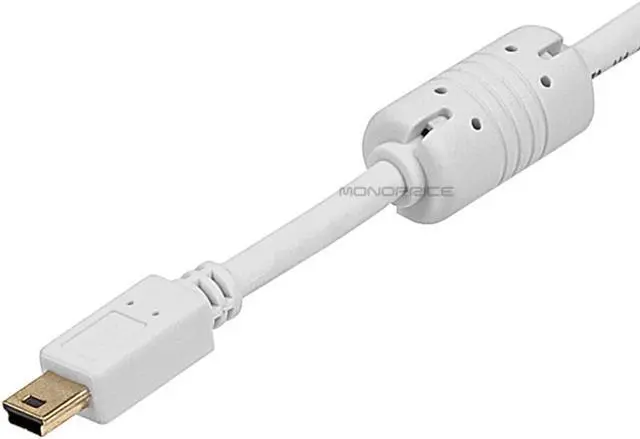Alt view image 6 of 6 - Monoprice USB 2.0 Cable - 6 Feet - White | USB Type-A to USB Mini-B 2.0 Cable - 5-Pin, 28/24AWG, Gold Plated