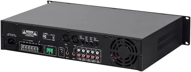 Alt view image 2 of 5 - Monoprice Commercial Audio 60W 5ch 100/70V Mixer Amp with Microphone Priority (NO LOGO)