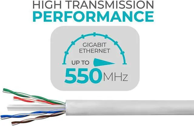 Alt view image 2 of 6 - Monoprice Cat6 Ethernet Bulk Cable - 1000 Feet - White, Solid, 550MHz, UTP, CMR, Riser Rated, Pure Bare Copper Wire, 23AWG, No Logo, (UL)