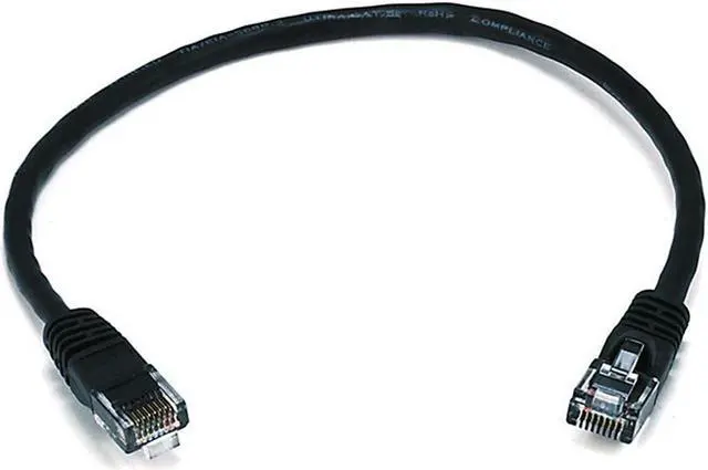 Main image of Monoprice Cat6 Ethernet Patch Cable - 1 Feet - Black | Network Internet Cord - RJ45, Stranded, 550Mhz, UTP, Pure Bare Copper Wire, 24AWG