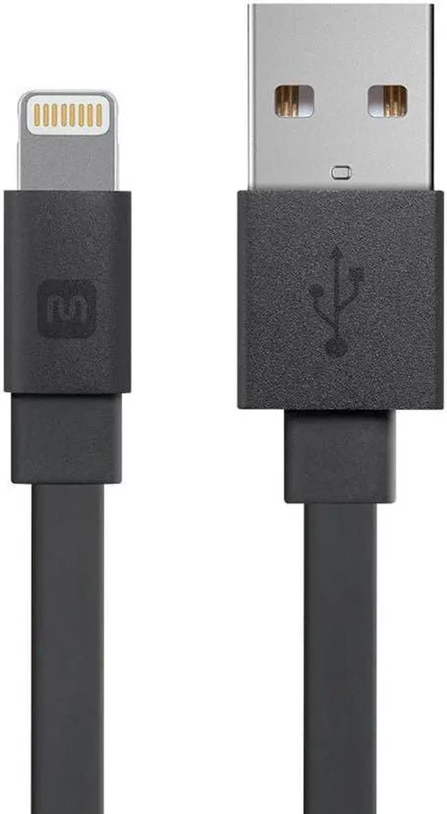 Main image of Monoprice Apple MFi Certified Flat Lightning to USB Charge & Sync Cable - 3 Feet - Black | iPhone X, 8, 8 Plus, 7, 7 Plus, 6, 6 Plus, 5S - Cabernet Series