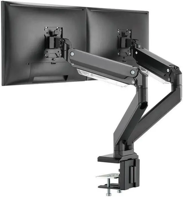 Alt view image 3 of 13 - Monoprice Heavy-Duty Dual-Monitor Full-Motion Adjustable Gas-Spring Desk Mount for 15 to 34 Inches Monitors, Desk EdgeClamp, Fits 2 Screens - Workstream Collection