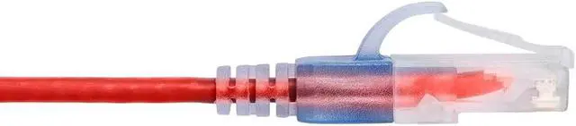 Alt view image 4 of 6 - Monoprice SlimRun Cat6A Ethernet Patch Cable - Network Internet Cord - RJ45, Stranded, UTP, Pure Bare Copper Wire, 30AWG, 2ft, Red, 5-Pack