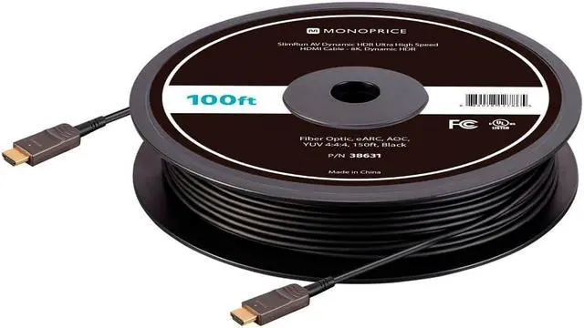 Alt view image 6 of 13 - Monoprice Ultra High Speed HDMI Cable - 100 Feet - Black, 8K@120Hz, Dynamic HDR, 48Gbps, Fiber Optic, eARC, AOC, YCbCr 4:4:4 - SlimRun AV Series