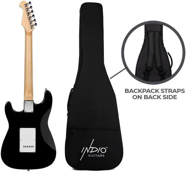 Alt view image 6 of 6 - Monoprice Cali DLX Plus HSS Electric Guitar with Gig Bag - Sunburst Ash Body, Wilkinson Bridge/Pickups, White Pickguard, Maple Fingerboard - Indio Series