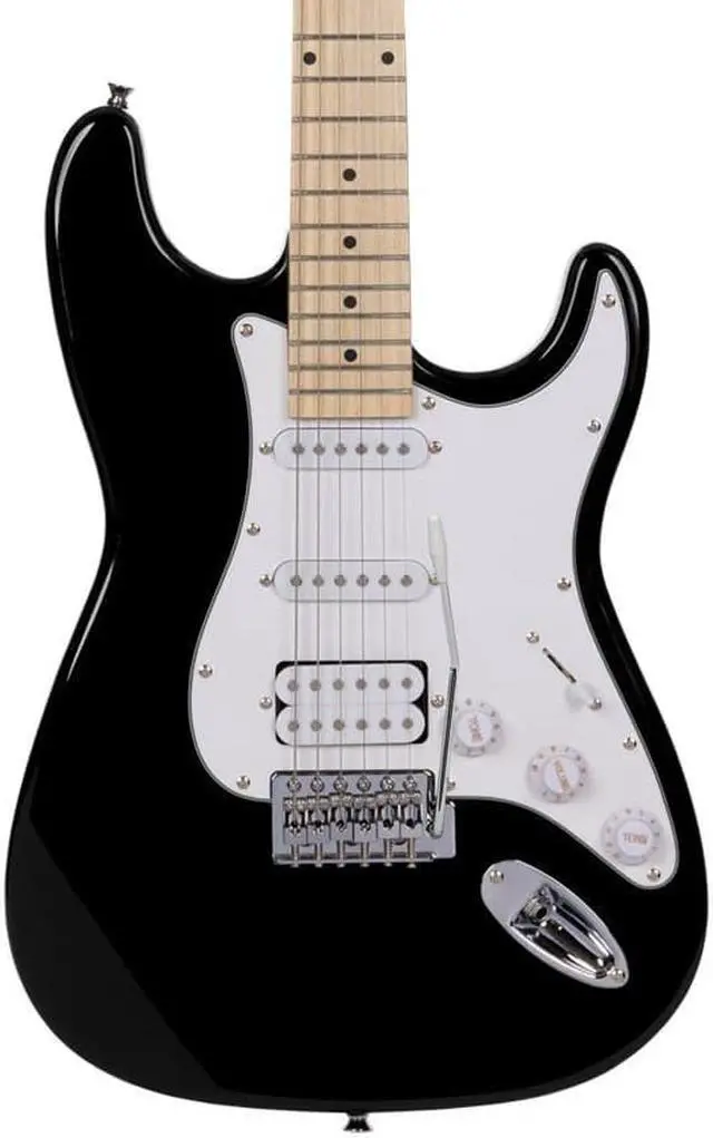 Alt view image 4 of 6 - Monoprice Cali Classic HSS Electric Guitar with Gig Bag - Black Body, White Pickguard, Maple Fretboard, Easy to Play, Stage Ready For Performance - Indio Series