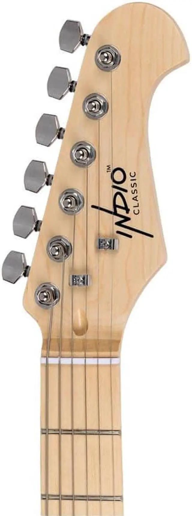 Alt view image 6 of 6 - Monoprice Cali Classic HSS Electric Guitar with Gig Bag - Black Body, White Pickguard, Maple Fretboard, Easy to Play, Stage Ready For Performance - Indio Series