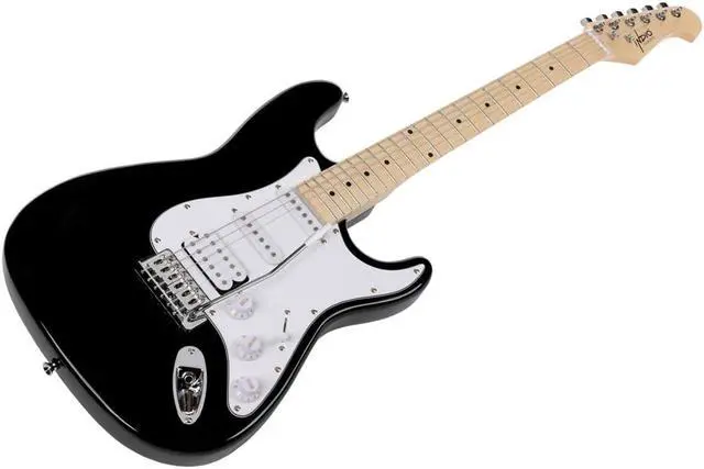 Alt view image 5 of 6 - Monoprice Cali Classic HSS Electric Guitar with Gig Bag - Black Body, White Pickguard, Maple Fretboard, Easy to Play, Stage Ready For Performance - Indio Series