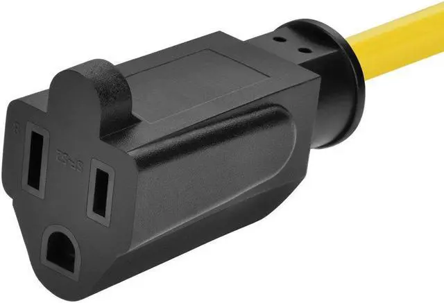 Alt view image 4 of 7 - Monoprice Outdoor Extension Cord - 50 Feet - Yellow | NEMA 5-15P to NEMA 5-15R, 14AWG, 15A, SJTW, For Computers, Monitors, Scanners, Printers