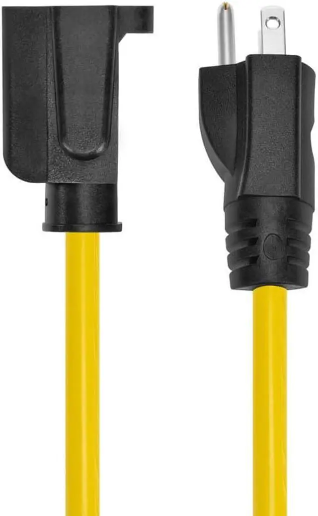 Alt view image 2 of 7 - Monoprice Outdoor Extension Cord - 100 Feet - Yellow | NEMA 5-15P to NEMA 5-15R, 14AWG, 15A, SJTW, For Computers, Monitors, Scanners, Printers
