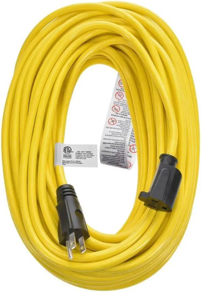 Alt view image 5 of 7 - Monoprice Outdoor Extension Cord - 100 Feet - Yellow | NEMA 5-15P to NEMA 5-15R, 14AWG, 15A, SJTW, For Computers, Monitors, Scanners, Printers