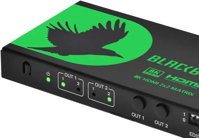 Alt view image 3 of 12 - Monoprice Blackbird 2x2 HDMI Matrix With Audio Extraction, HDMI 2.1, HDCP 2.3, Connect Two 8K60 Sources to Two 8K60 Monitors and Send Content From Either Source To Either Or Both Monitors