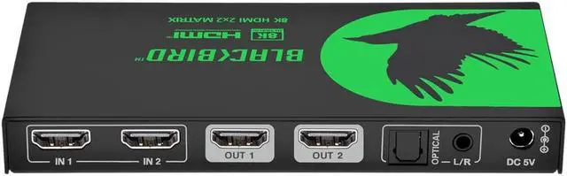Alt view image 5 of 12 - Monoprice Blackbird 2x2 HDMI Matrix With Audio Extraction, HDMI 2.1, HDCP 2.3, Connect Two 8K60 Sources to Two 8K60 Monitors and Send Content From Either Source To Either Or Both Monitors
