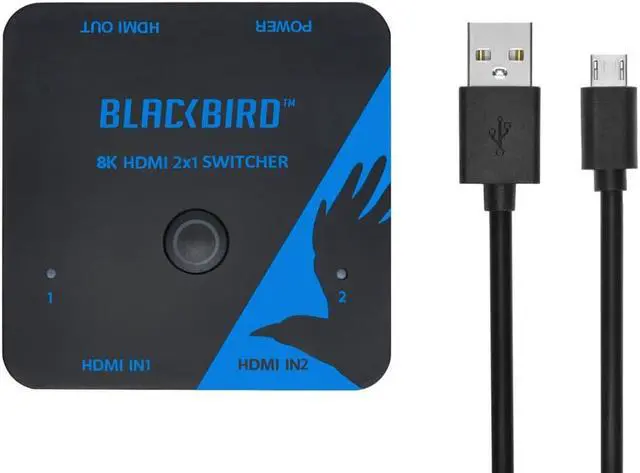 Alt view image 6 of 12 - Monoprice Blackbird 8K60 2x1 HDMI Switch, HDMI 2.1, HDCP 2.3, Share One 8K60 HDMI Input Between Two Sources Compatible with HDTV, Xbox, PS5, PS4, PS3, Blu-Ray Player, Fire Stick, Roku