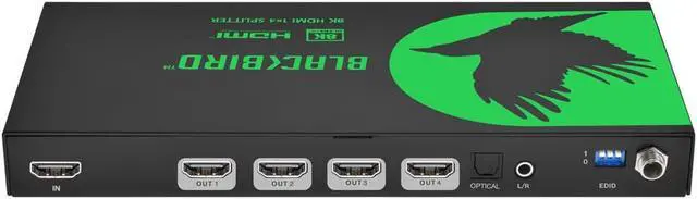 Alt view image 5 of 10 - Monoprice Blackbird 8K60 1x4 HDMI Splitter With Audio Extraction, HDMI 2.1, HDCP 2.3, for Xbox, HDTV, Computer, Projector, PS4, Fire Stick
